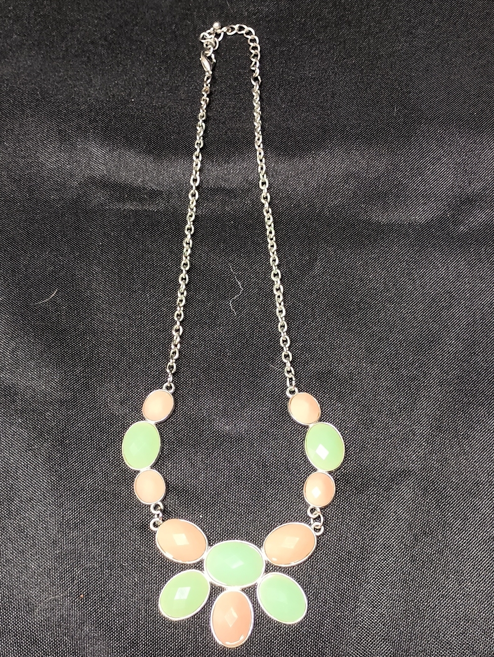 Statement Necklace with Green and Peach Stones - Women Jewelry Nice !